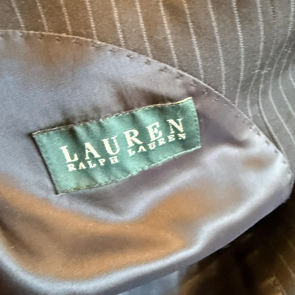Lauren Ralph Lauren Blazer Mens 48R Gray Wool Pinstripe Sport Coat Suit Jacket